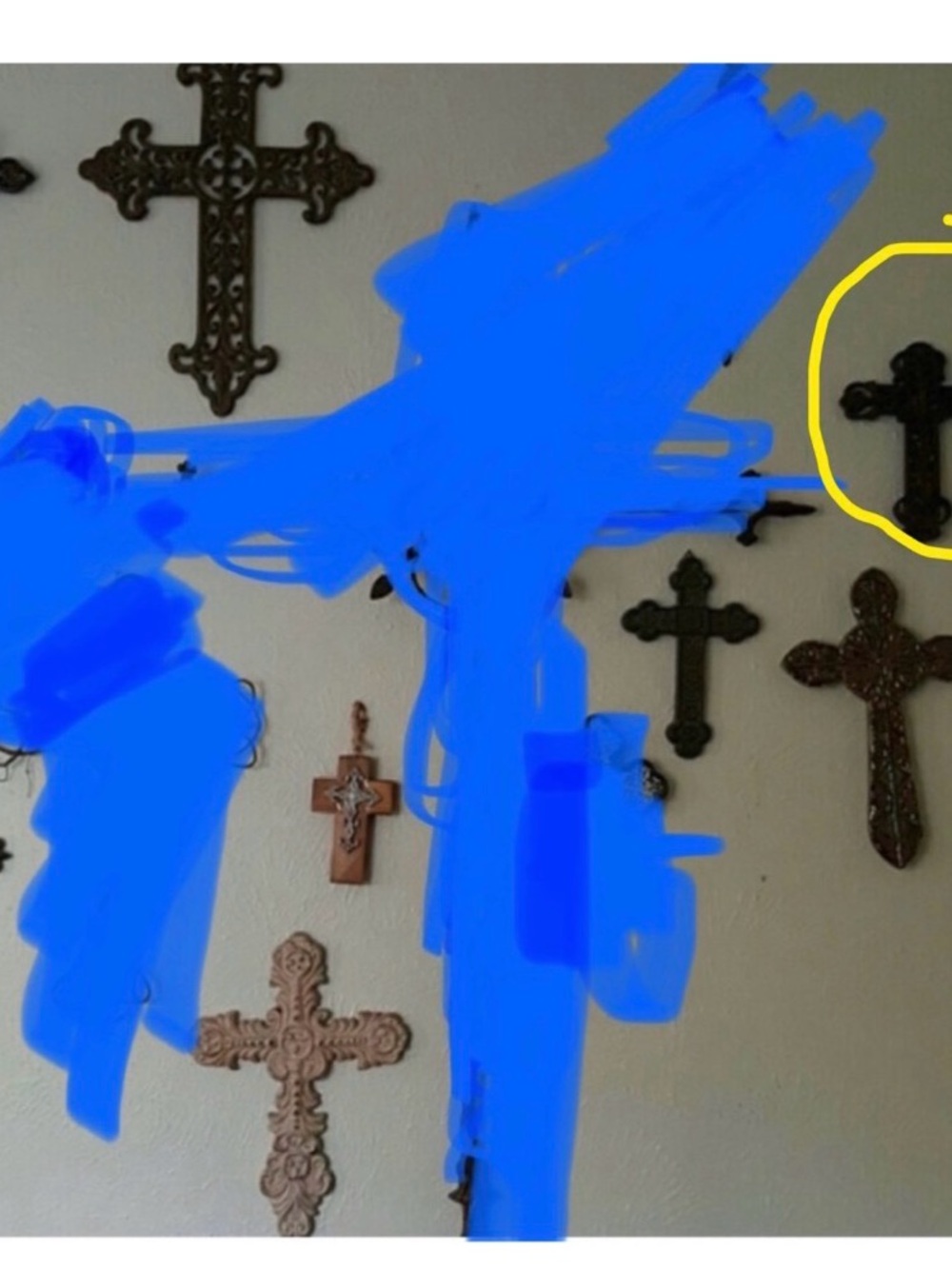 White Cross Black Ornamental Wall Cross - Cast Metal Accent